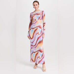 NWT RESA Audrey Cutout Maxi Dress Purple Multicolor Marble Large